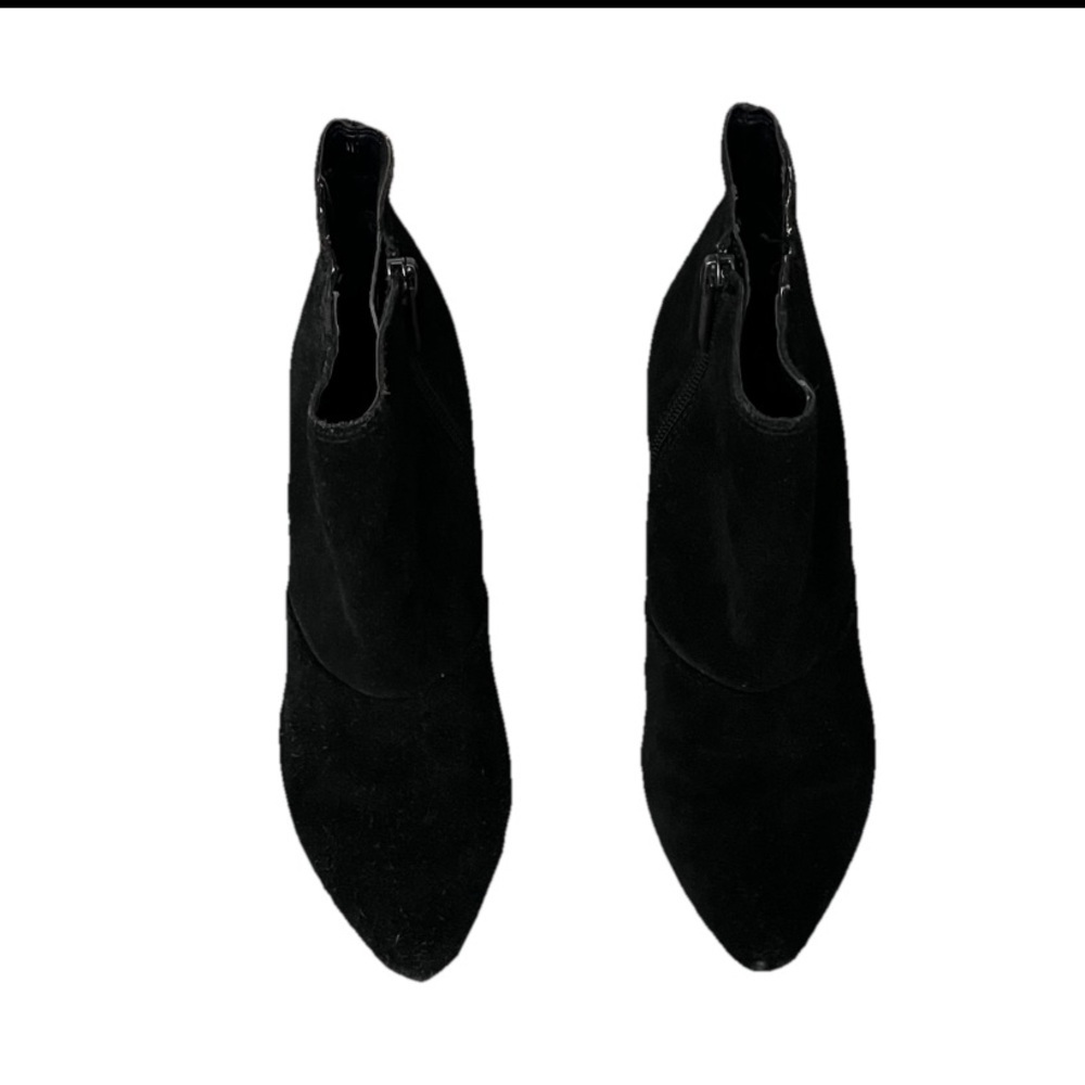 Kenneth Cole Reaction Hill N Spill Suede Ankle Booties Size 5 Black Heeled Moto - Picture 4 of 11